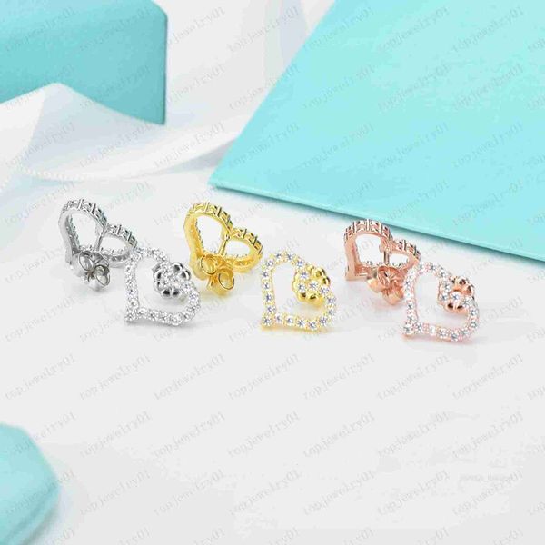 designer earring classic heart-shaped earrings 18k gold-plated luxury brand designer letters earrings female simple hollow earrings wedding, Golden;silver